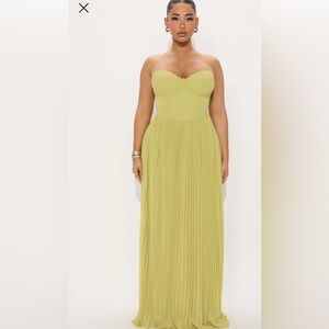 Fashion Nova Elegant Strapless Green Dress